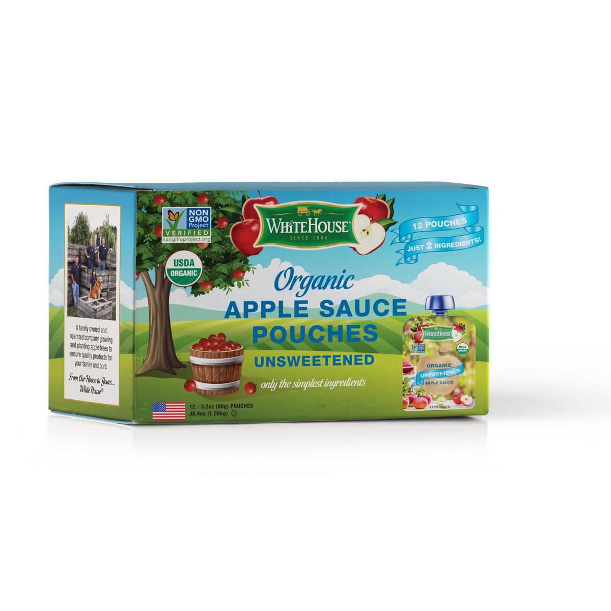 12 pack - ORGANIC Unsweetened Apple Sauce Pouches